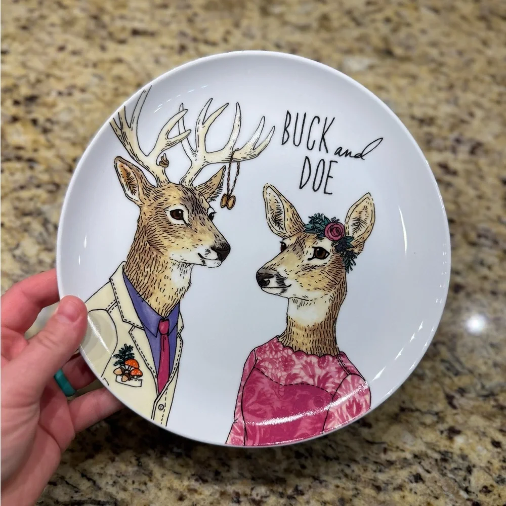 Rachel kozlowski west elm dapper animal dinner plate buck and doe